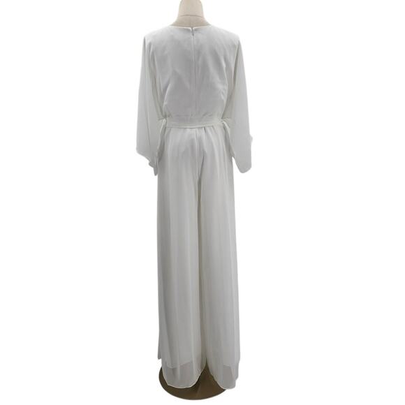 AW BRIDAL 10 L ivory Flossie wedding guest wide leg jumpsuit NEW b20 - Picture 4 of 12